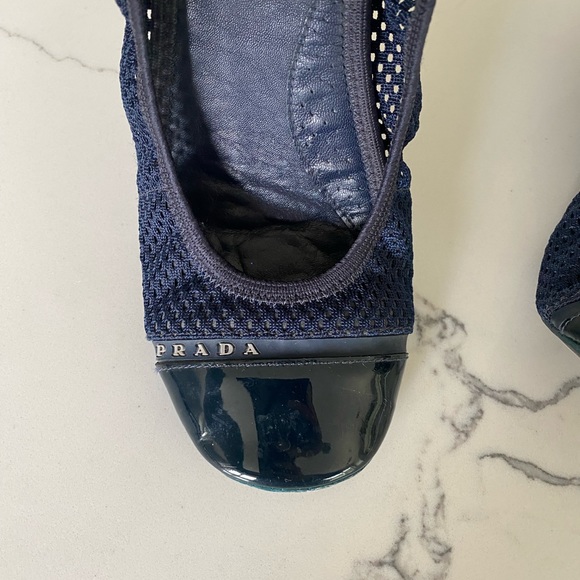 Prada Navy Mesh Pleather Ballet Flats 39/ 9 - Picture 3 of 7